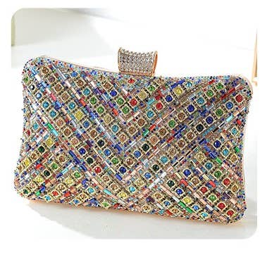 PEACH ACCESSORIES - Wholesale Clutch Bag - Women's - Crystals Stones Evening Clutch Bag 50308