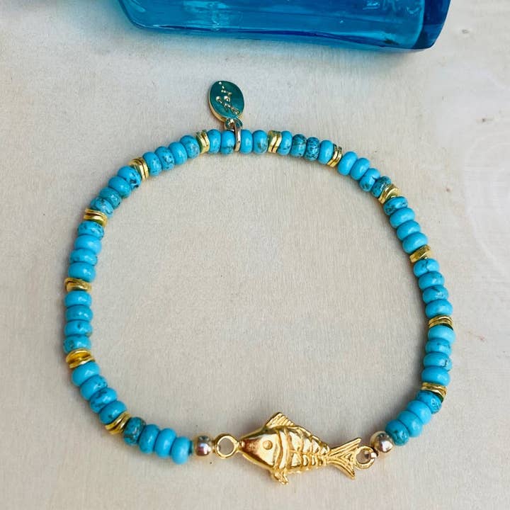 Bracciale elastico turchese Fishie 'n Sea per la vendita all'ingrosso da parte di Lexi Jewelry