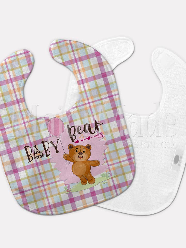 Babete - Bebé Urso Plaid Rosa por atacado de MajorMade Design Co