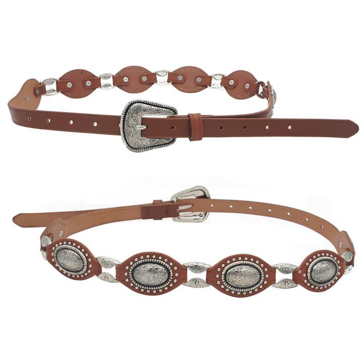 anbfashion - Wholesale Belt - Women's - DOTTED SWIRL FLORA CAB ACCENTED WESTERN BELT IW-20012ASL1
