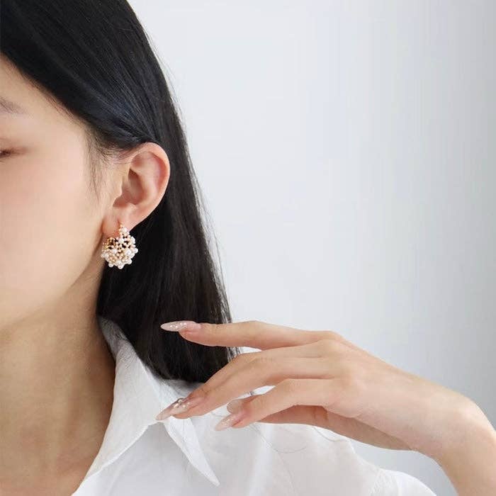 LanLivia – Engroshandel Hoops – Romantiske perlekurv øreringe - Guld og Sølv3