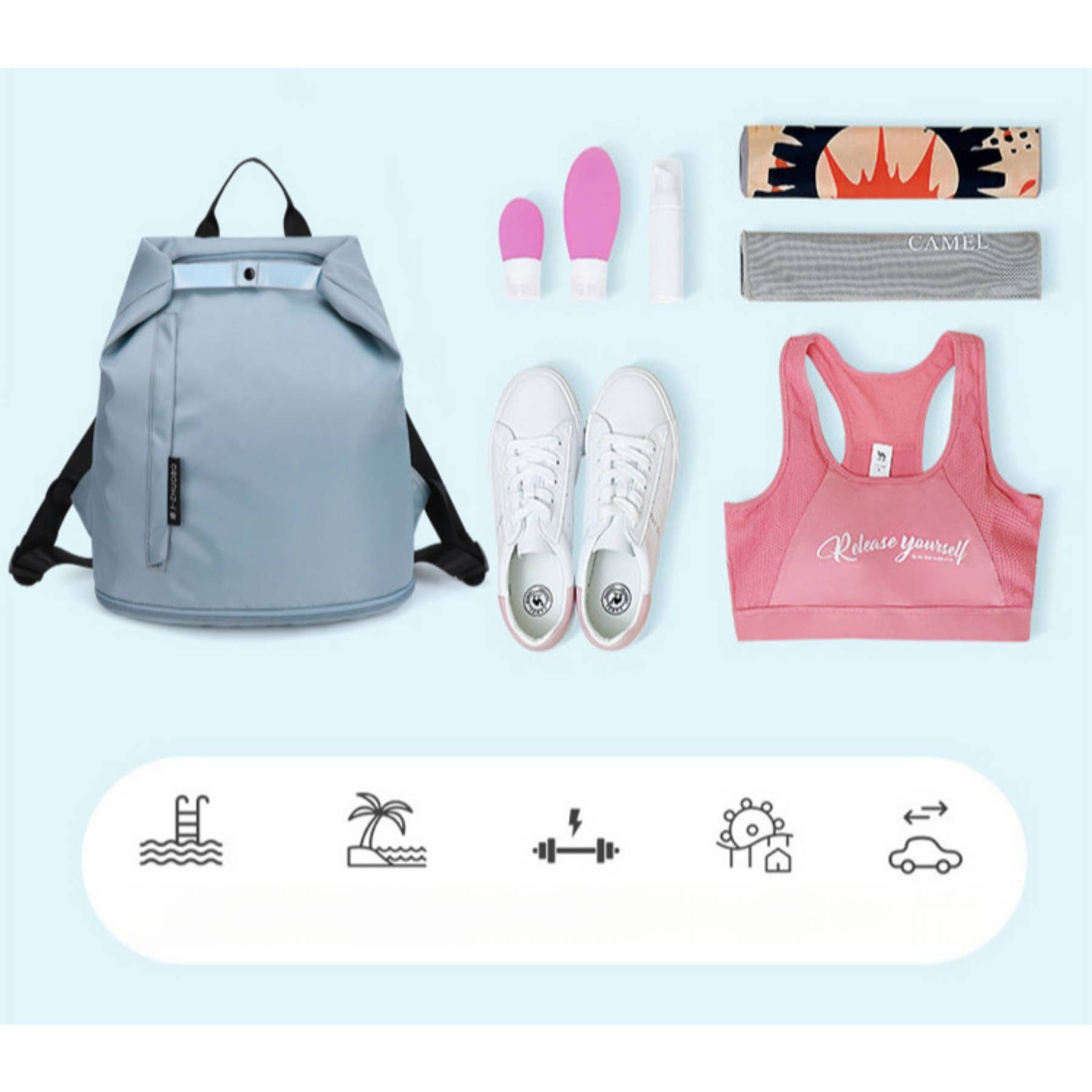 wandf - Wholesale Backpack - Unisex - Dry Wet Separation Swimming Bag with Shoe Compartment7