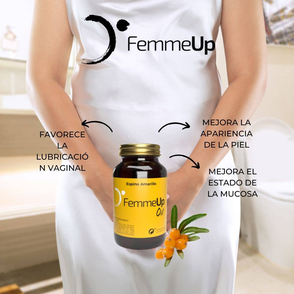 Femmeup - Wholesale Oral Supplement/Vitamin - Sea Buckthorn Oil Pearls. Omega 7. Repair and hydration of skin and mucous membranes to combat dryness, irritation, lesions, recurrent infections, and pain during sexual intercourse.5