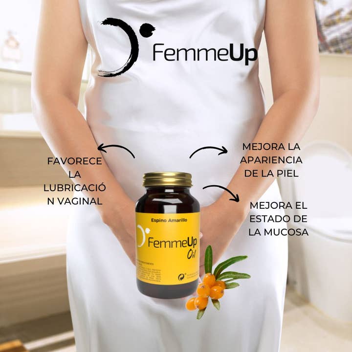 Femmeup - Wholesale Oral Supplement/Vitamin - Sea Buckthorn Oil Pearls. Omega 7. Repair and hydration of skin and mucous membranes to combat dryness, irritation, lesions, recurrent infections, and pain during sexual intercourse.5