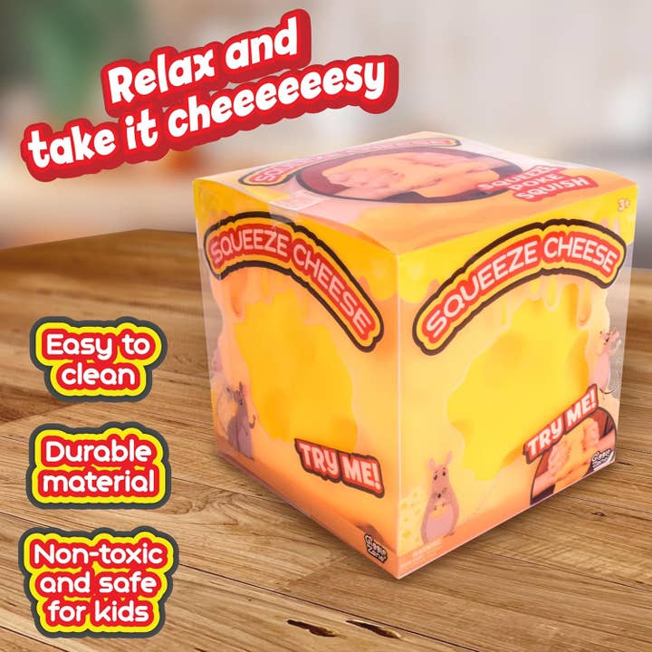 Variety Distributors - Wholesale Toy Set - Kids - Giggle Zone Squeeze Cheese Block 4.25" Sensory Toy