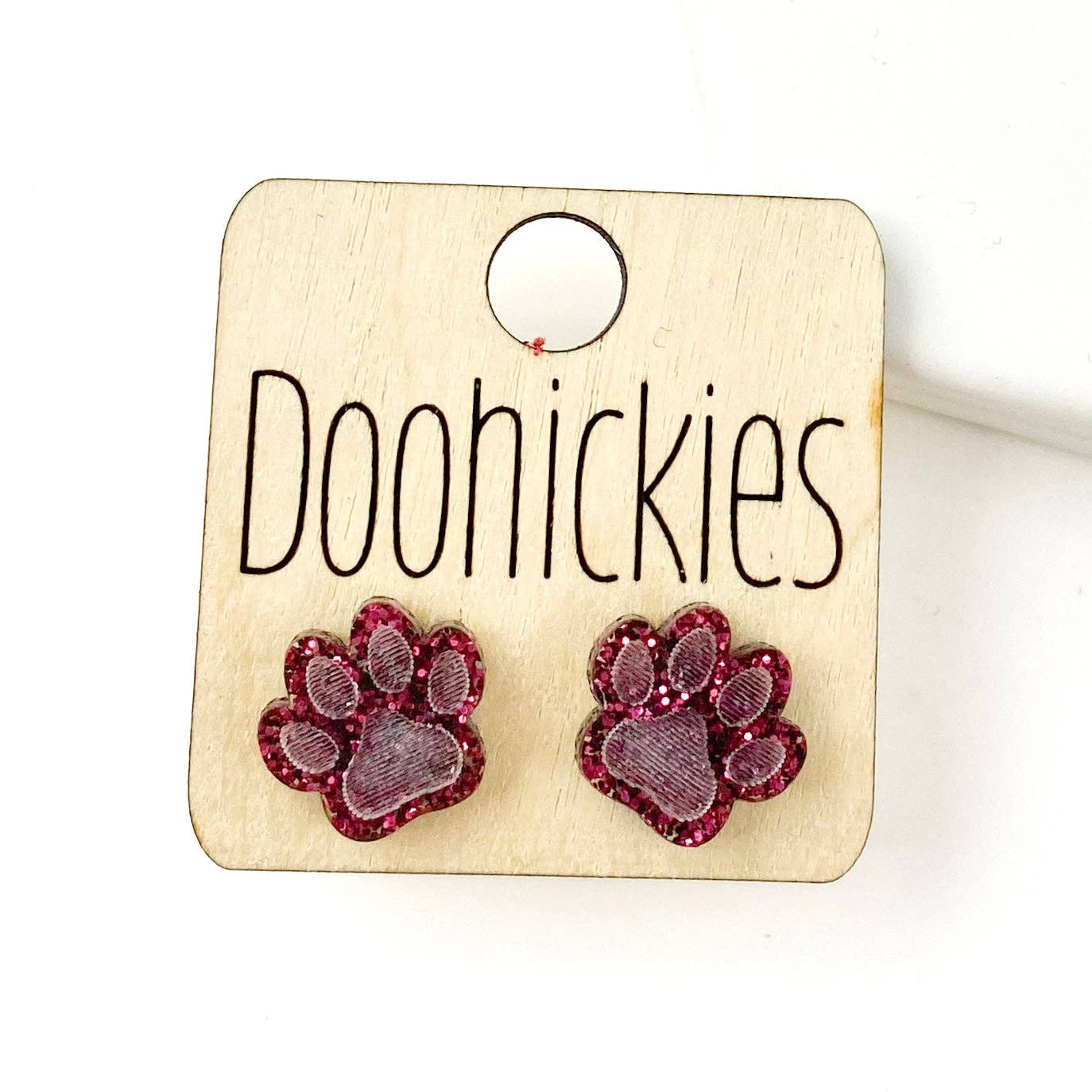 Doohickies - Wholesale Stud/Post Earrings - 13mm School Spirit Glitter Paw Studs - Custom Spirit Earrings - 9 Color Options0