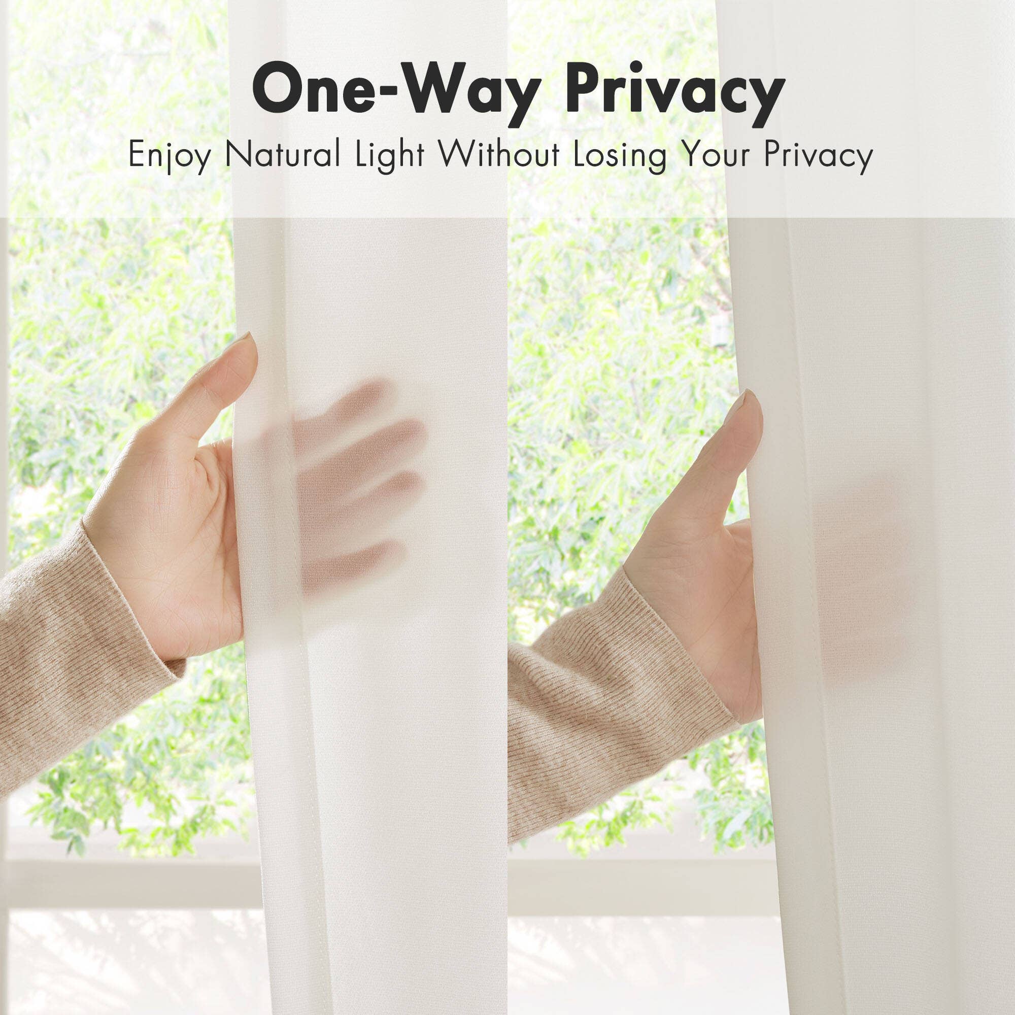 Olliix - Wholesale Curtain - Semi-Transparent White Light Filtering Privacy Curtain Pair2