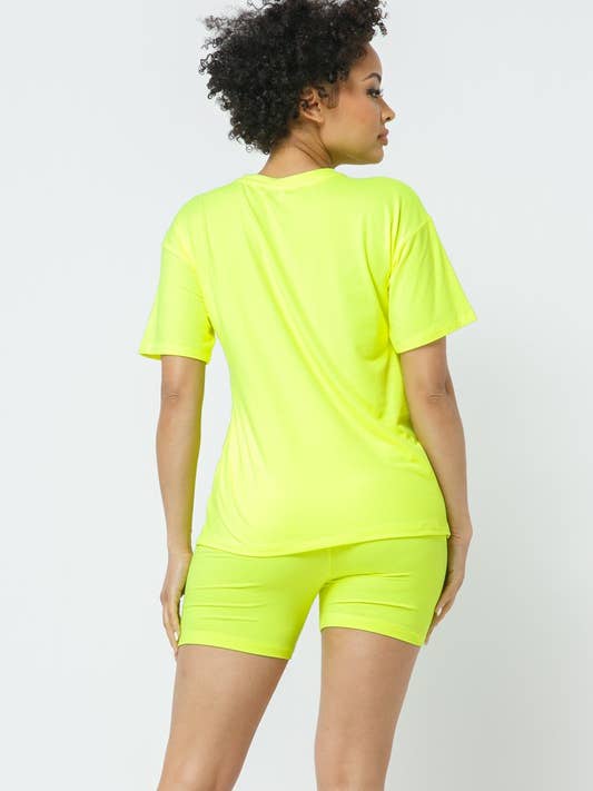 Drip DTLA - Wholesale Lounge Set - Women's - ROUND NECK TSHIRT WITH MATCHING BIKER SHORT SET