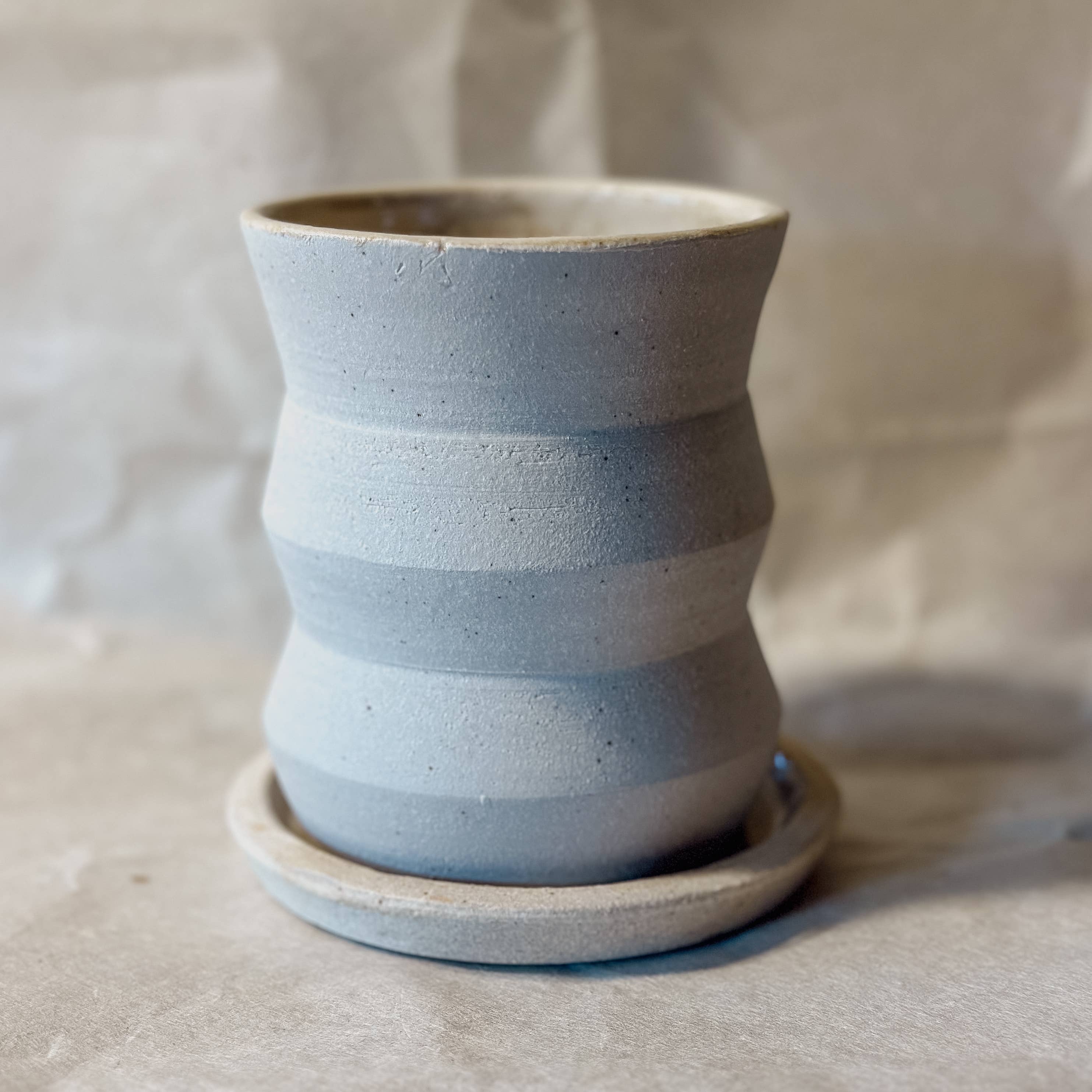 Olivia Snow Ceramics - Wholesale Plant pot - 4" White Angled Planter