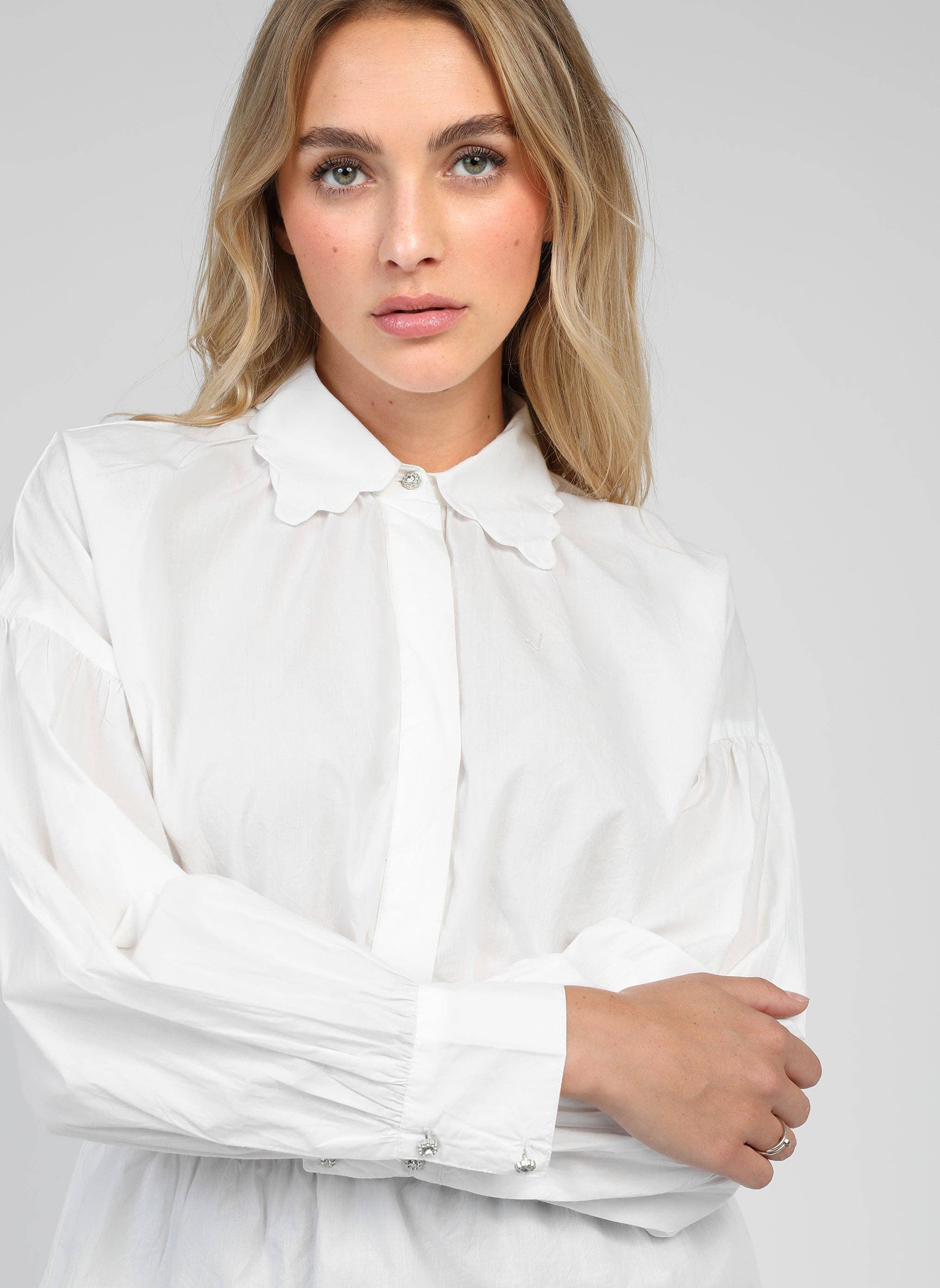 An'ge - Wholesale Button Down Shirt - Women's - SANAMA SHIRT white2