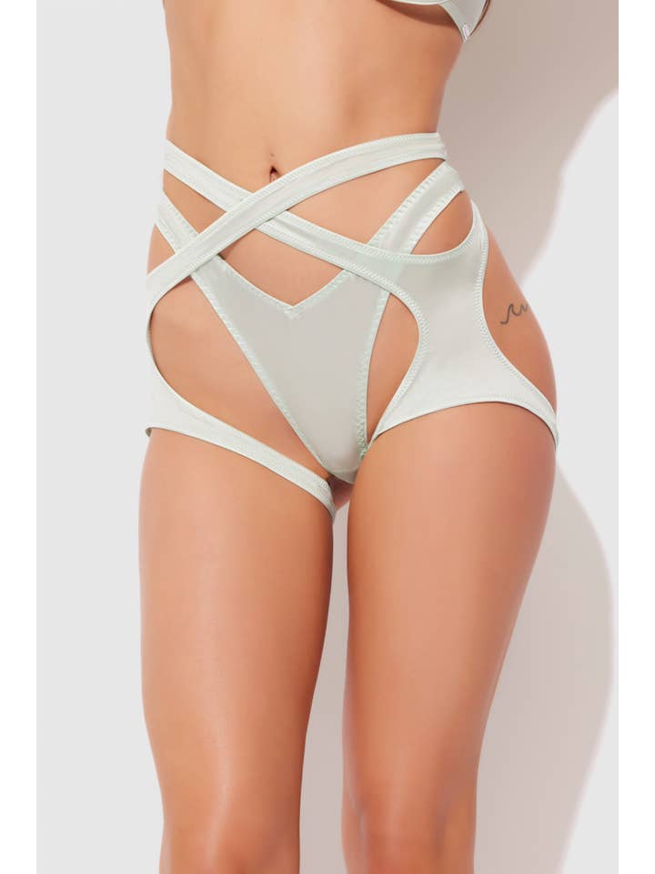 House of Desire - Wholesale Lingerie Set - Women's - ZOE OIL SLICK BANDEAU BRA, WRAP GARTER & TANGA SET9