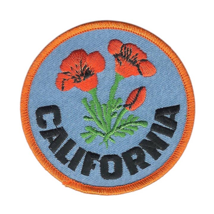 Parche bordado de recuerdo de amapola de California de 2" para planchar - CA-09/2 para venta al por mayor de Happy Wood Products