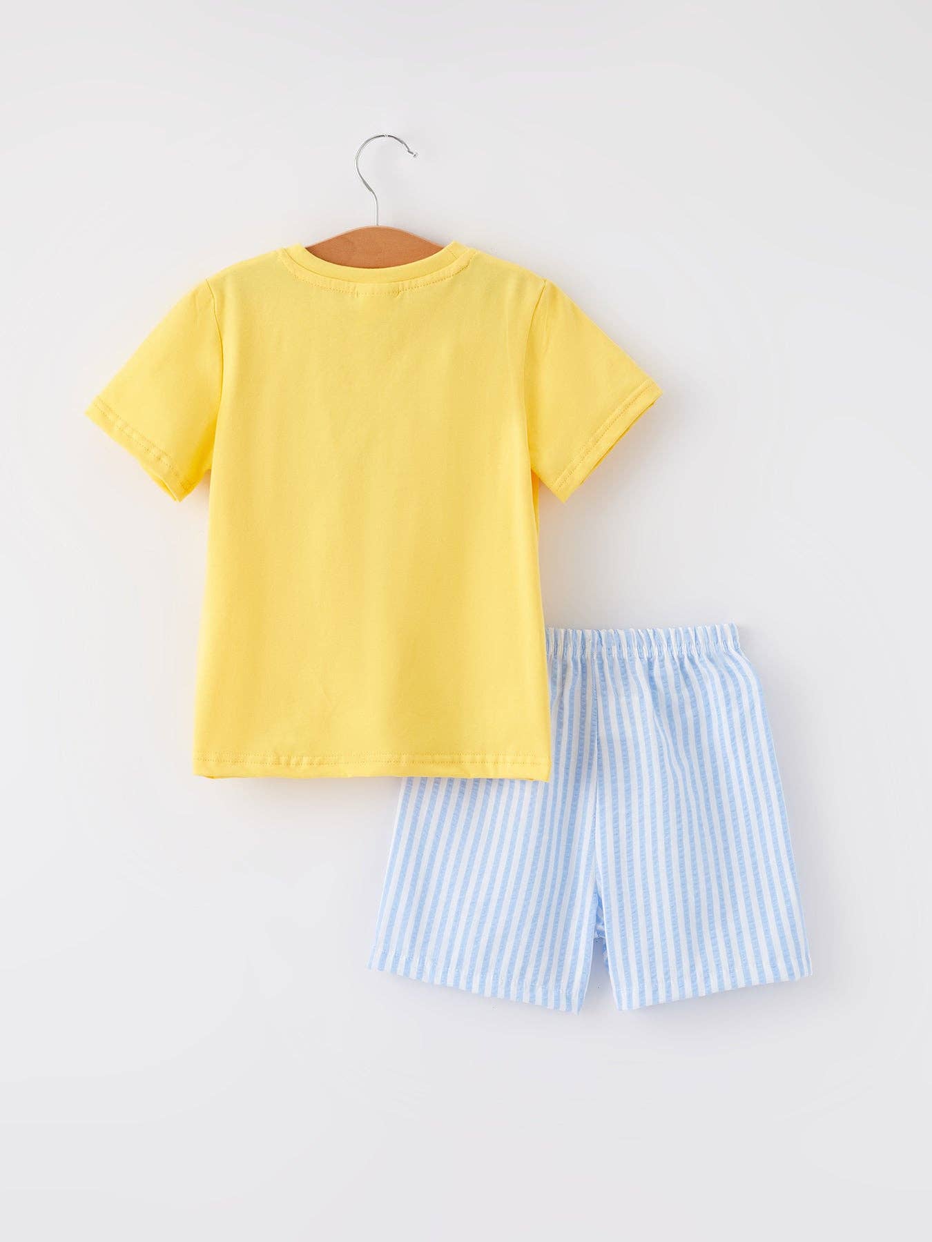 Rylee Faith Designs - Wholesale Top & Short Set - Kids - Spring and Summer Chicken Embroidery Short Sleeve Shorts Boy Set1