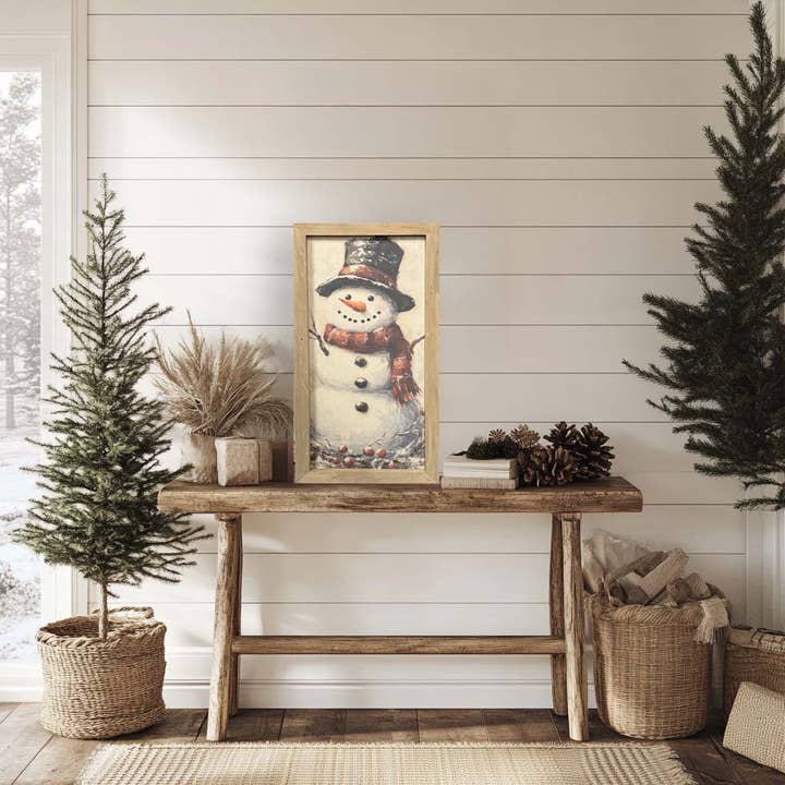 14x28 Thin Oak - Vintage Snowman for wholesale by Brayden and Brooks