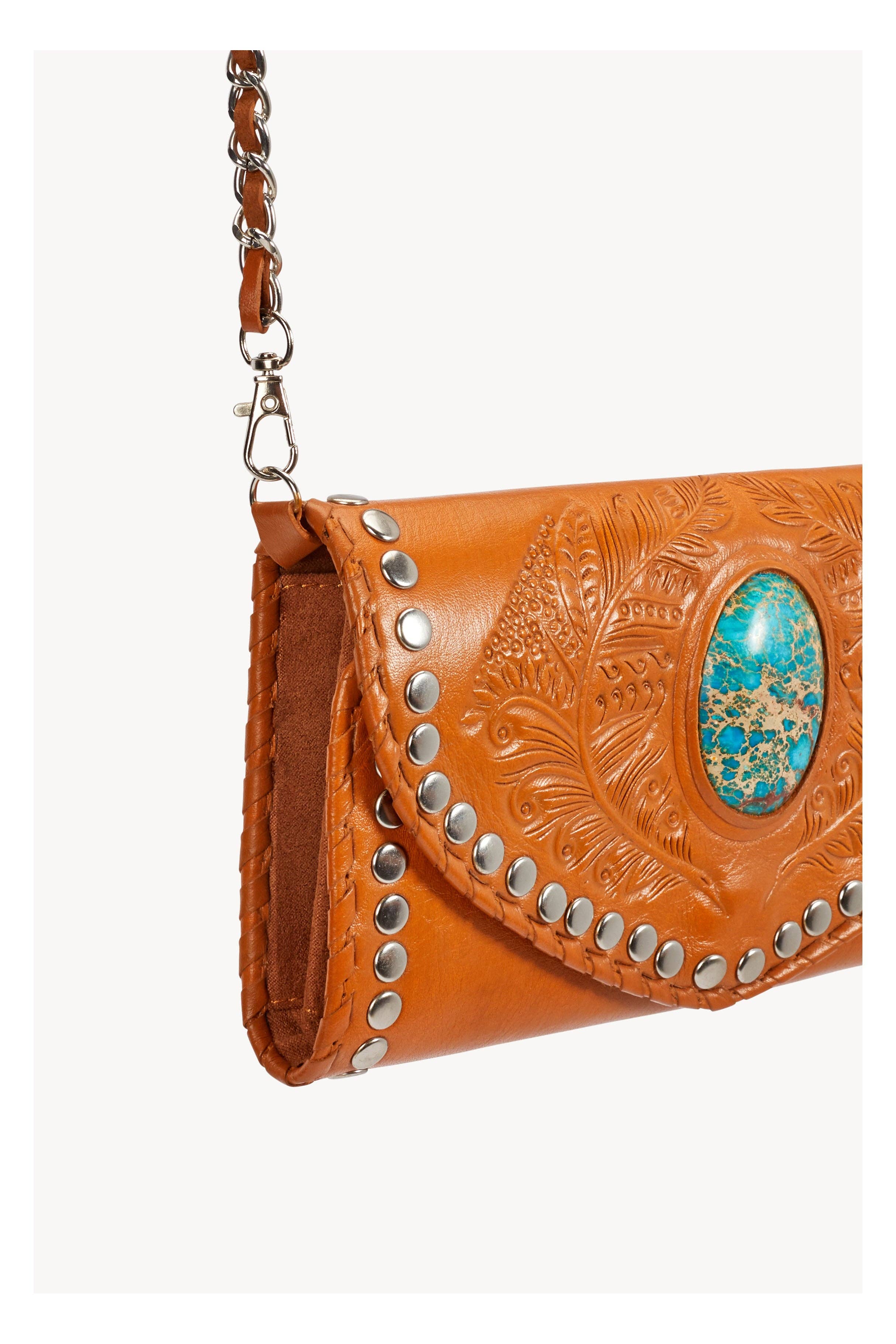 Hiawatha Feather Wallet Antique Tan for wholesale on Faire3