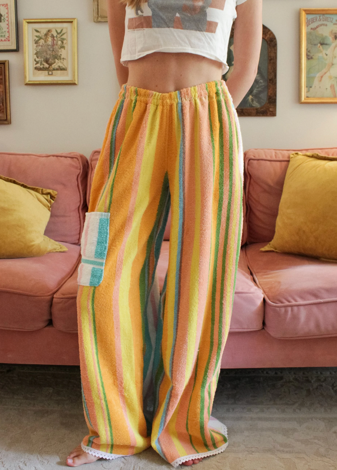 Soleil et Amis - Wholesale Pants - Unisex - the Birdy Pants — Patchwork Terrycloth Pants4