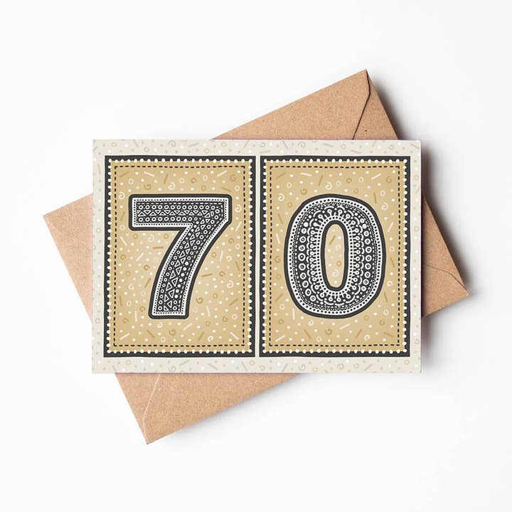 Jess A Little Creative - Wholesale Birthday Card - Unique Gold 70th Birthday Card