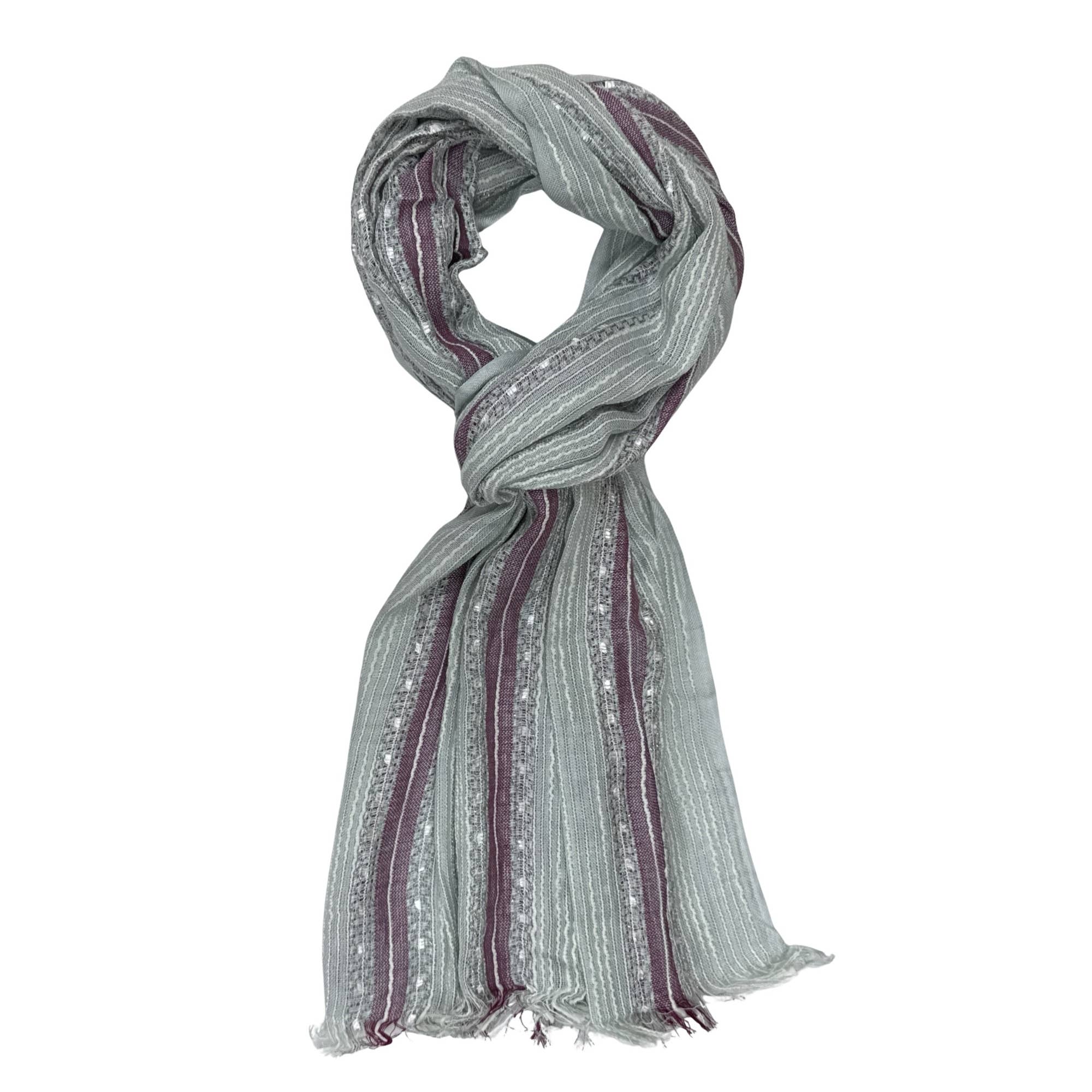 Treasure Jewelry - Wholesale Scarf - Women's - Hand-Loomed Viscose-Blend Tassel Scarf – Plaid & Striped4