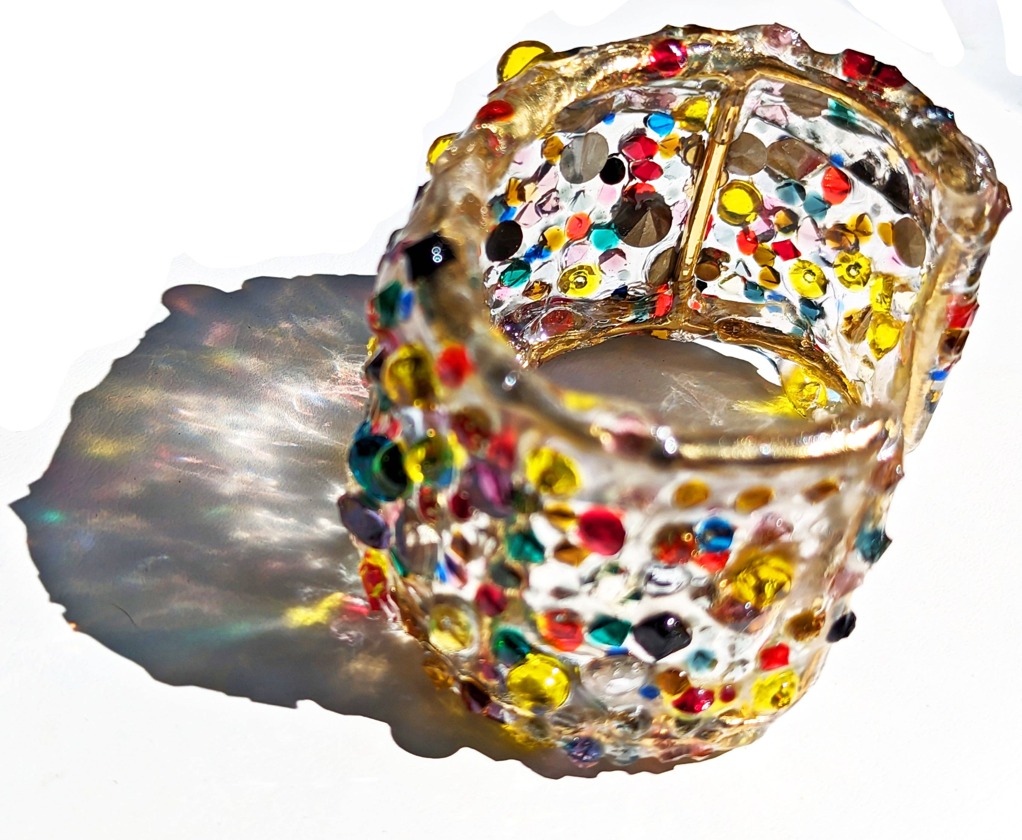 Gay Isber Designs - Wholesale Cuff Bracelet - Confetti Multi Color Cuff Bracelet Vintage Swarovski Faceted Stones Handmade Sustainable USA Sugar Gay Isber8