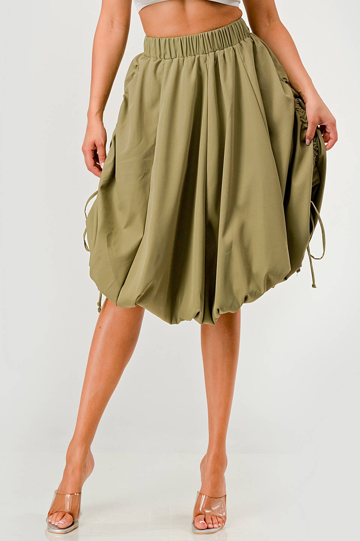 Namatt Design - Venta al por mayor Falda - Mujer - Falda midi burbuja ajustable con cordón lateral regular11