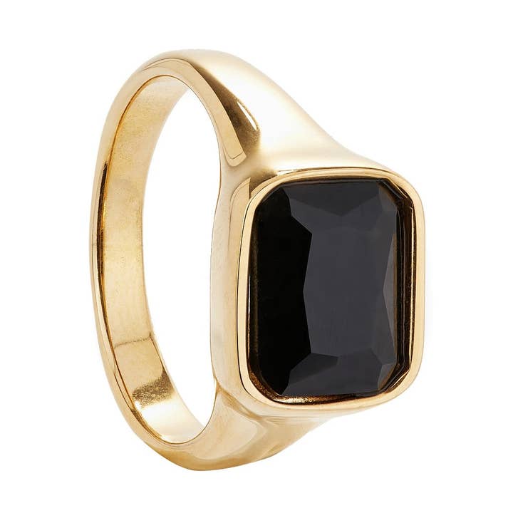 Square Gold Cocktail Ring: Black for wholesale by Ballinger