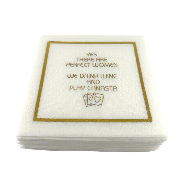 Linen-Feel Cocktail Napkins, Perfect Women Canasta for wholesale by Maven Home