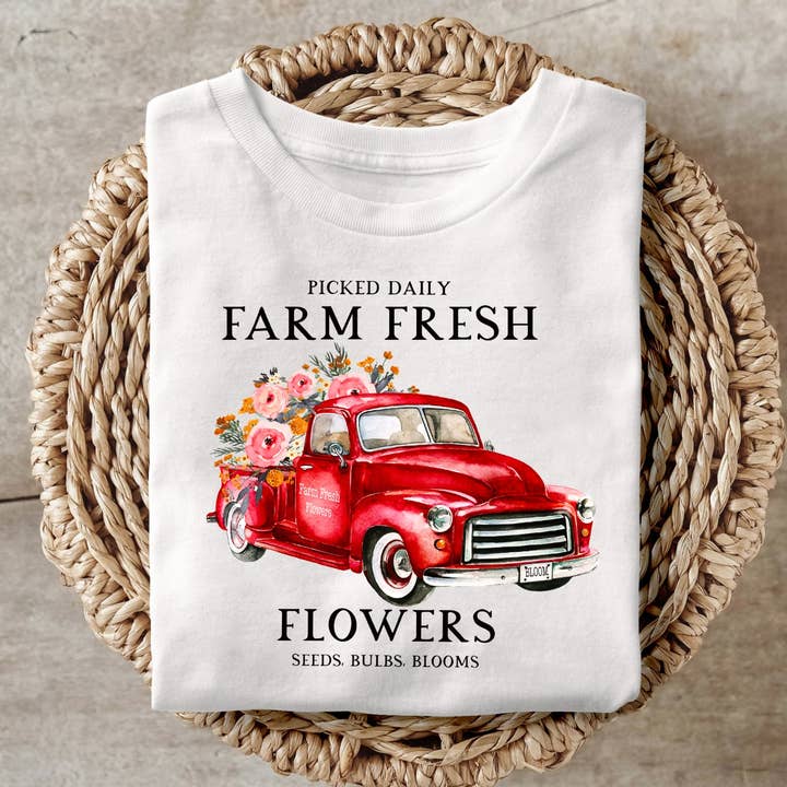 Farm Fresh Red Truck Short Sleeve for wholesale by MidWest Tees