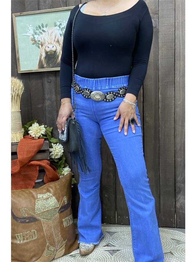 luluclothes - Wholesale Pants - Women's - S009 Elastic band waist long straight women blue pants6