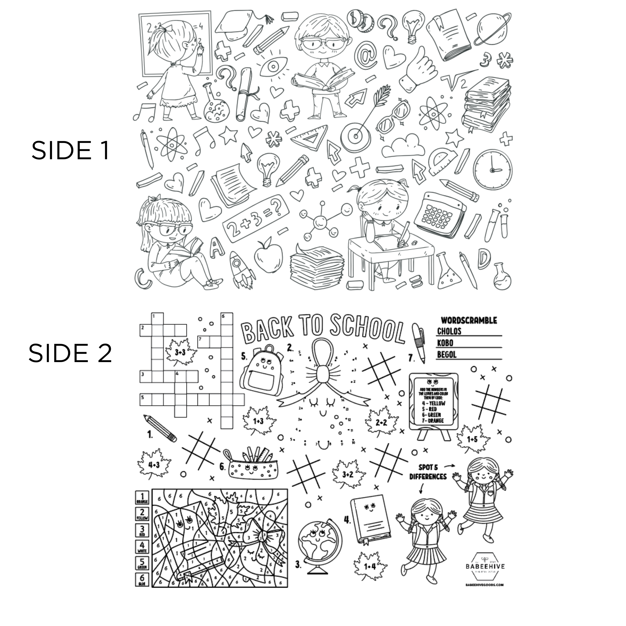 Babeehive Goods - Wholesale Coloring Mat - Kids & Baby - Silicone Reusable Coloring Placemat15