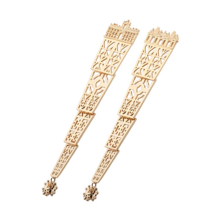 Galleria Borghese Boucles d'oreilles longues en argent plaqué or pour la vente par Co.ro Jewels