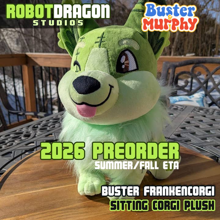 Buster & Murphy: Buster Frankencorgi Sitting Plush for wholesale by Robot Dragon Studios