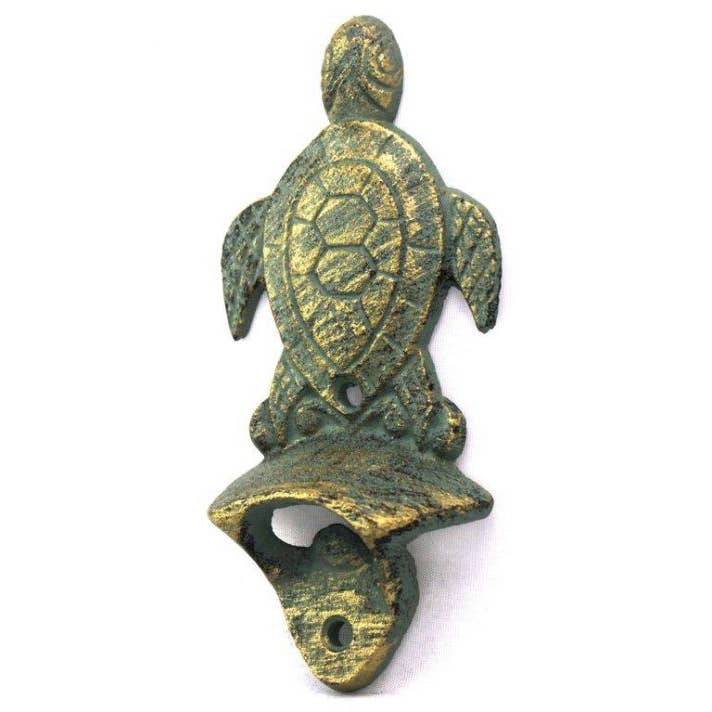 Hampton Nautical - Wholesale Fles/wijnopener - Antiek brons gietijzeren wandgemonteerde zeeschildpad flesopener 6"1