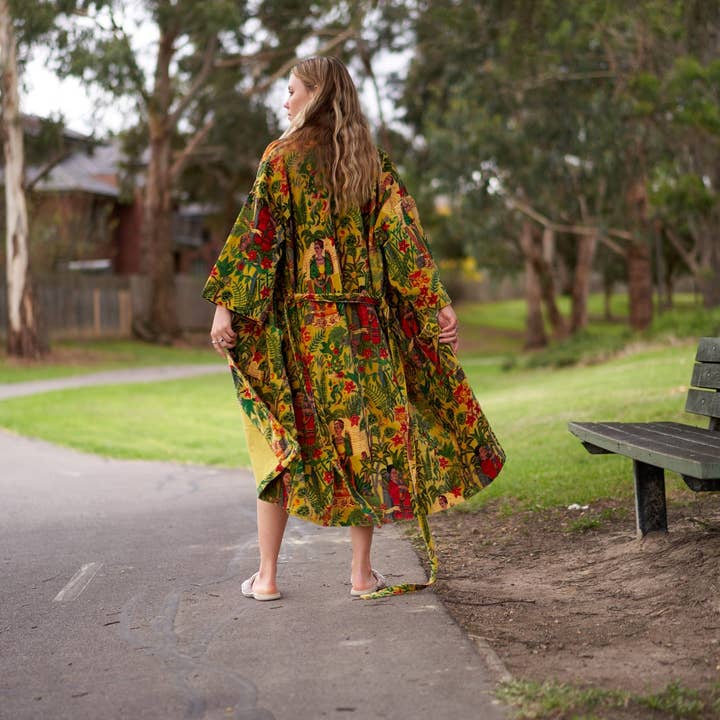 Linen Connections – Engroshandel Morgenkåbe - Dame – Kimono Bomuld Fløjl Floral Kimono Badekåbe Brude kåbe