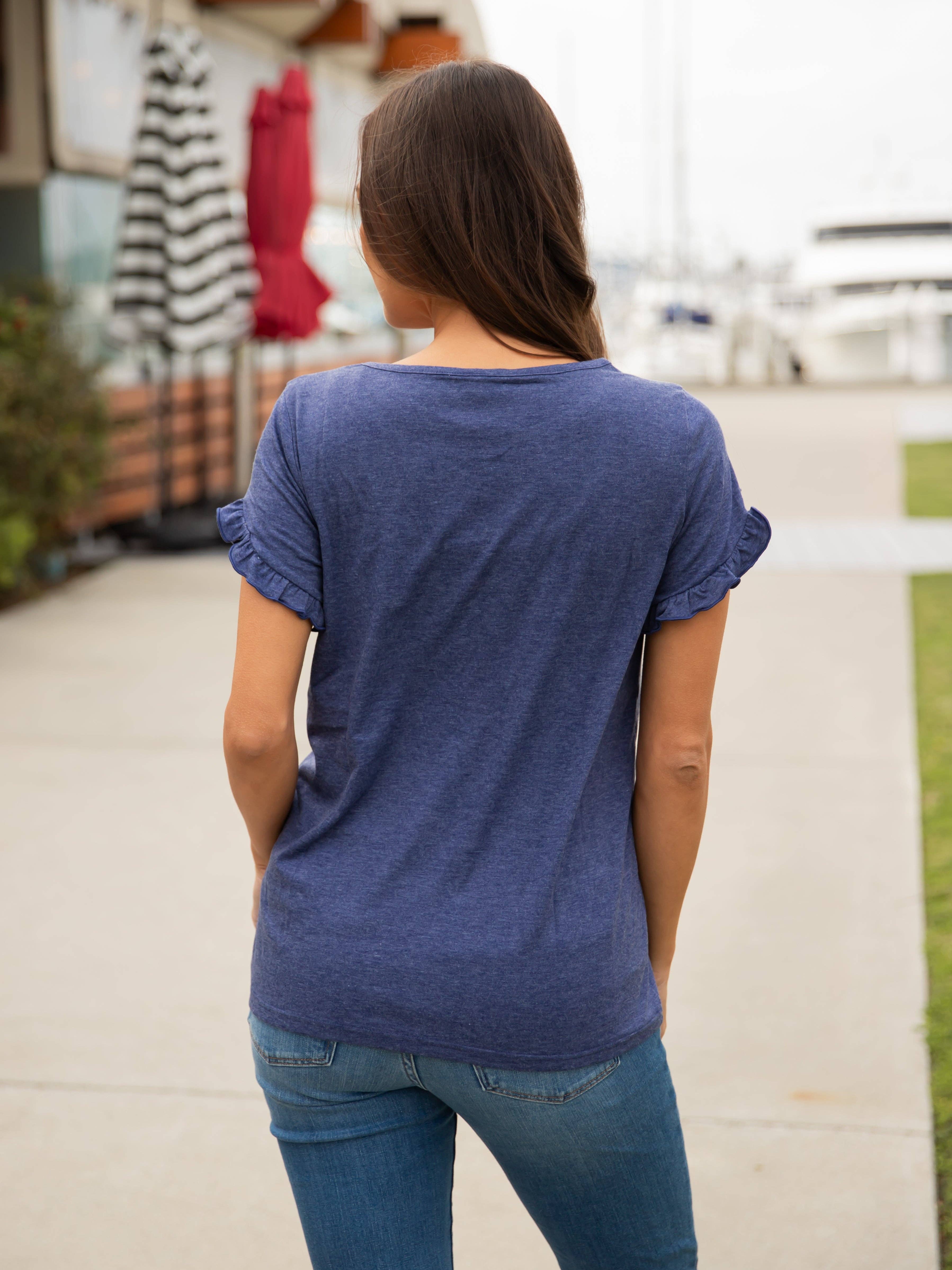 Tickled Teal - Vente Chemisier – femme - Haut à manches courtes à volants17