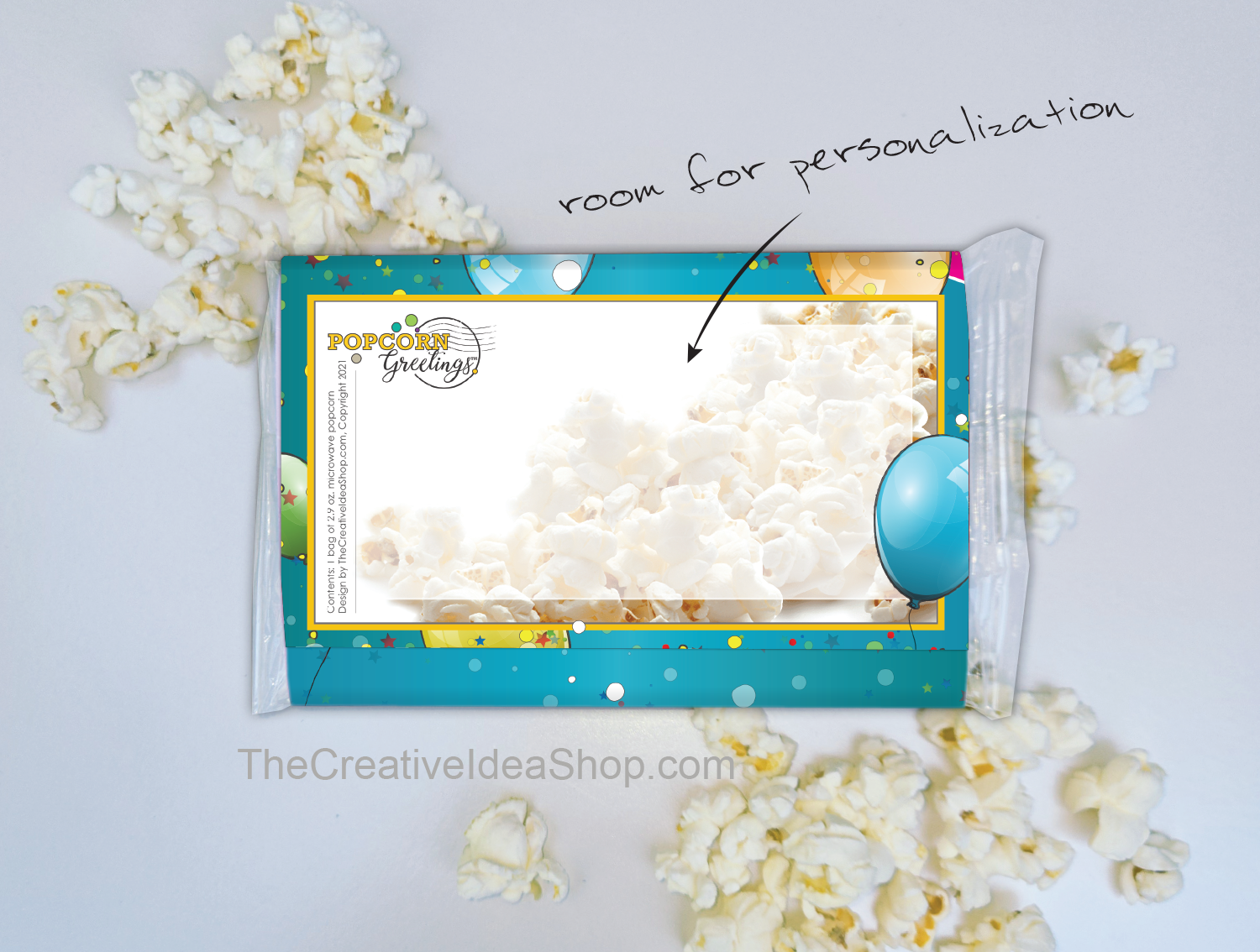The Creative Idea Shop - Venta al por mayor Palomitas de maíz - Palomitas de Maíz para Microondas Feliz Cumpleaños Pops - Personalización1