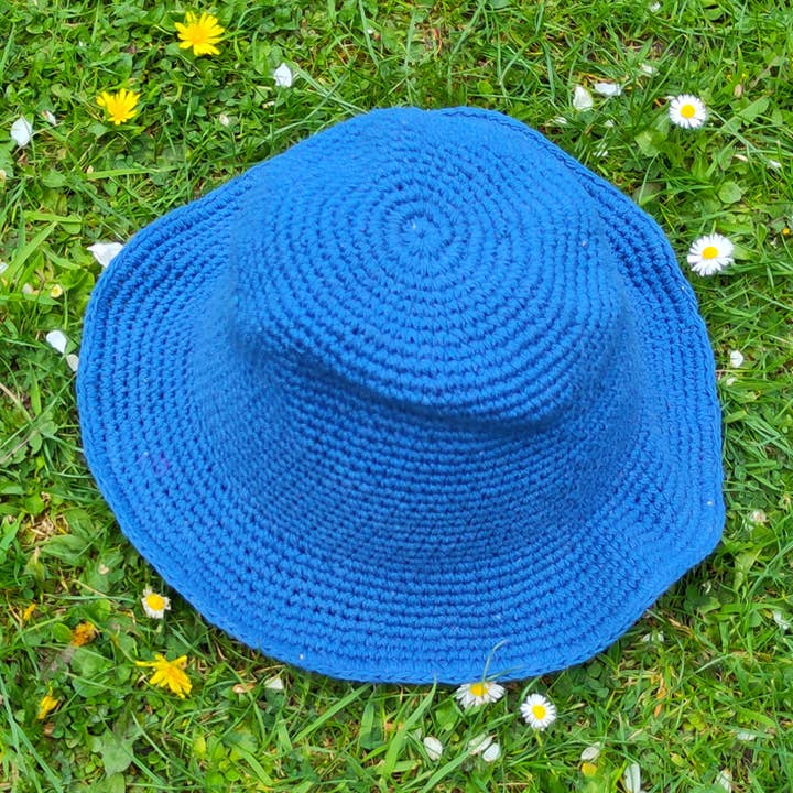 Cotton crochet hat - bright blue for wholesale by Koseli Handmade