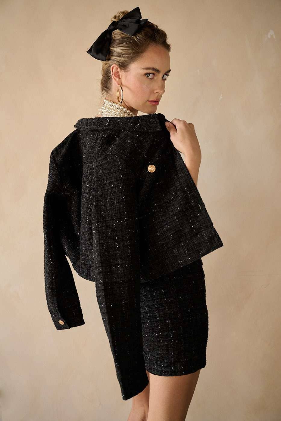 mittoshop - Wholesale Jacket - Women's - TWEED COLLARED CROP JACKET8