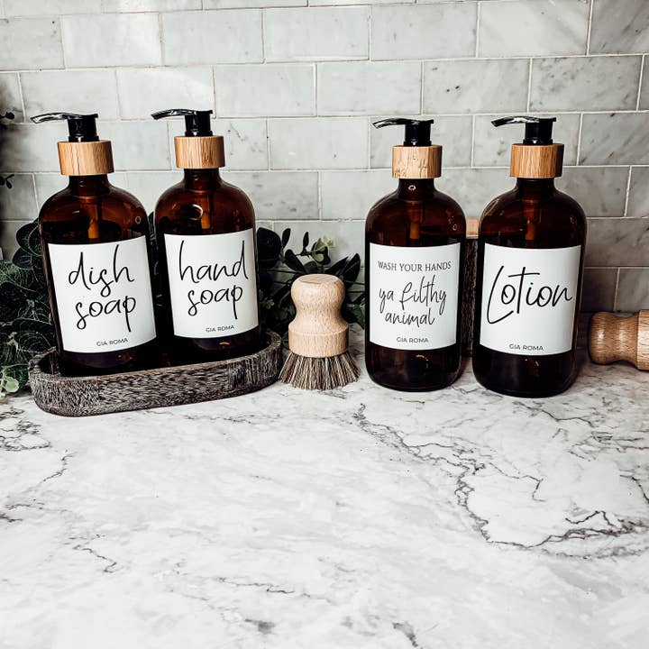 Gia Roma - Wholesale Soap dispenser - Soap Dispensers, 16oz Glass Amber Refill Dispenser Bottles19