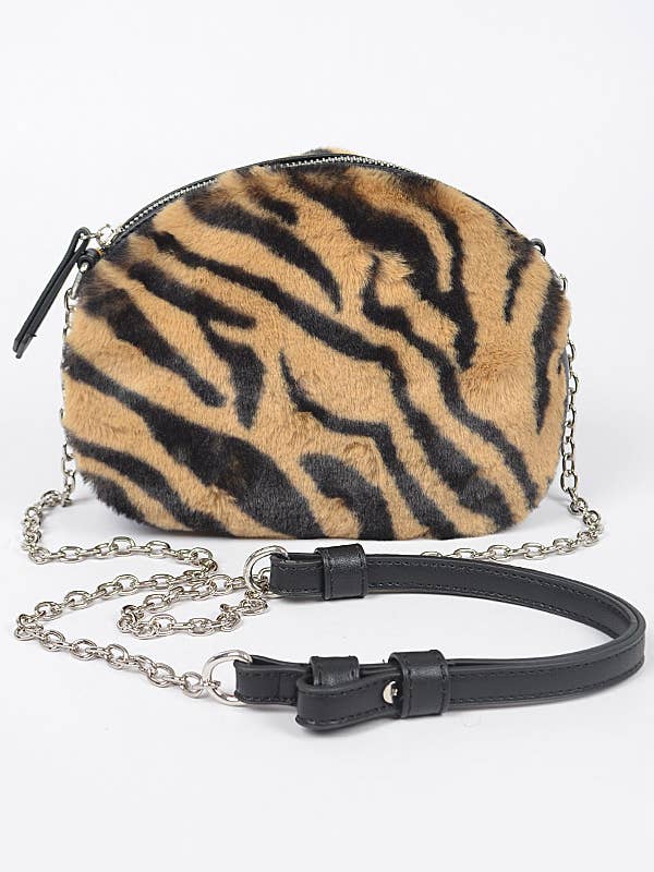 Tiger Print Fur Zip Crossbody för wholesale av Shop Neighbors