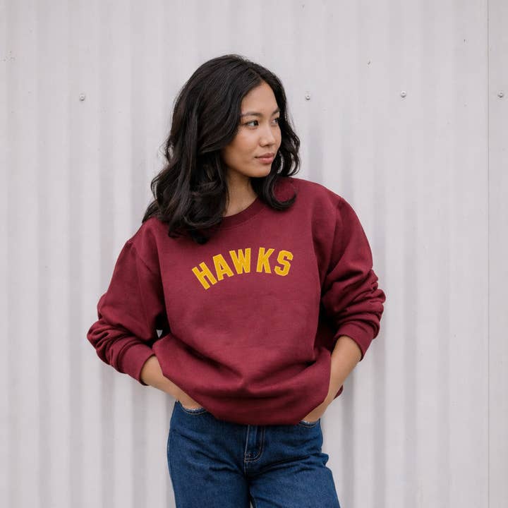 Personalized Custom Felt Letter Organic Sweatshirt (centered up to 6 letters) for wholesale by The Letterman Co
