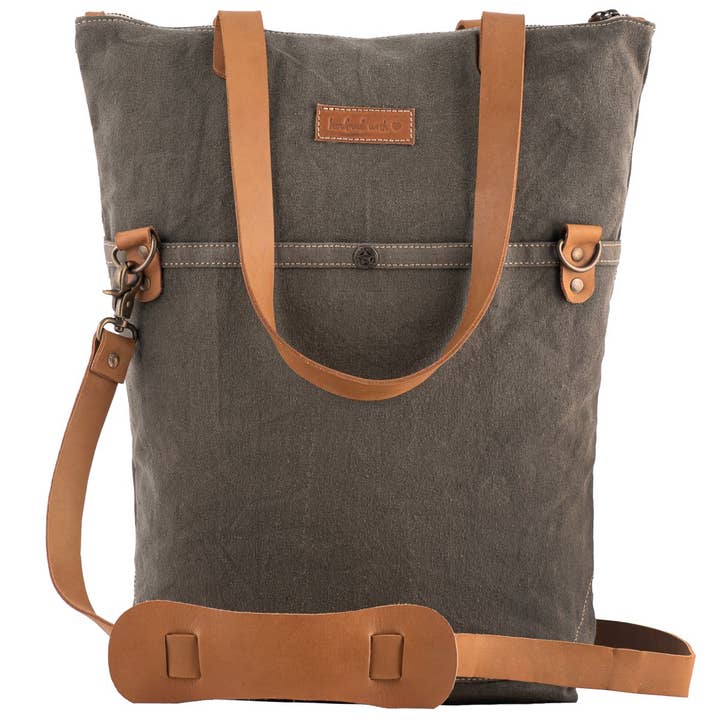 Canvas Leather Women Tote Bag - Ranger Green for wholesale by Sixtease Bags USA