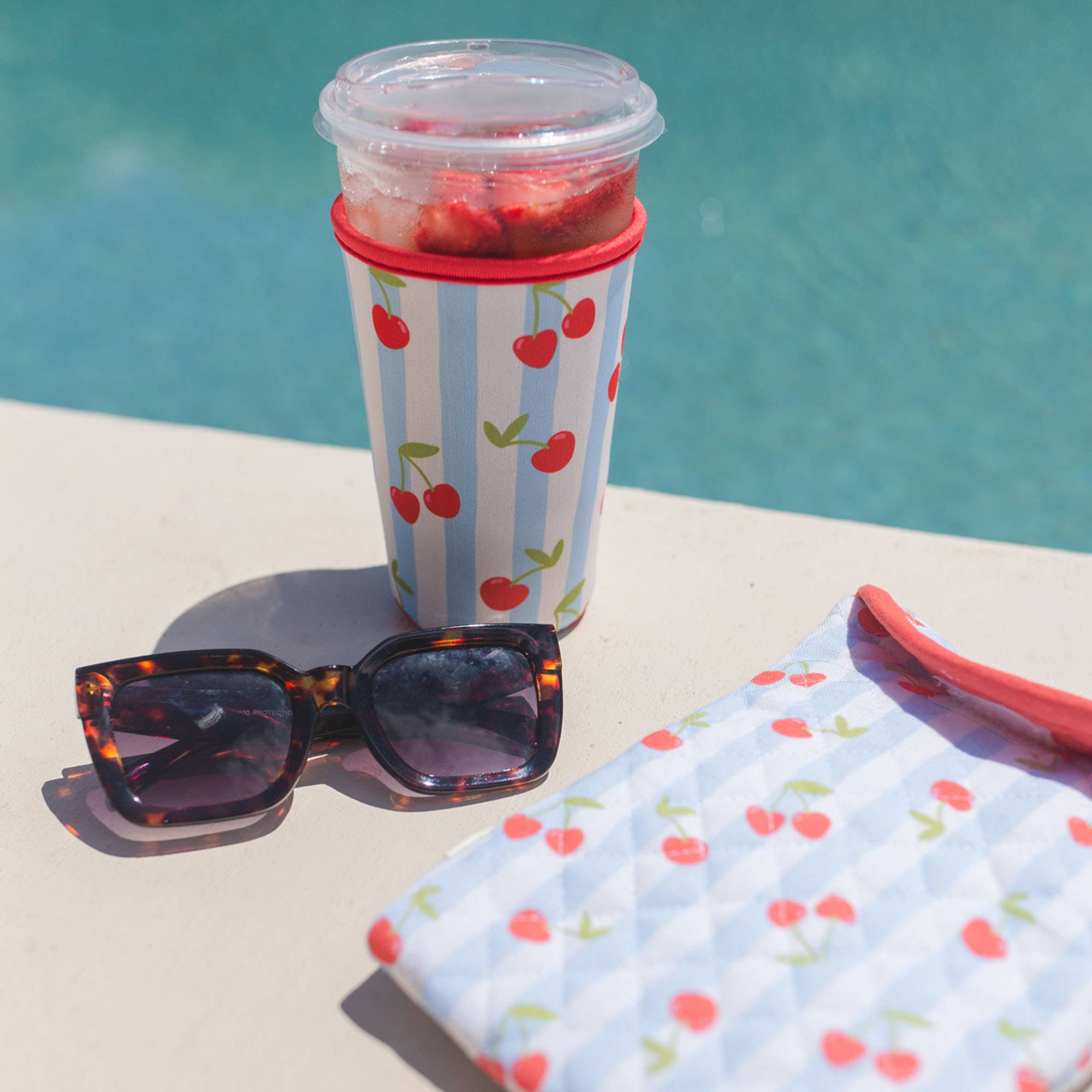 Pippi Post - Wholesale Drink Huggers & Koozies - Cherry Striped Drink Sleeve3