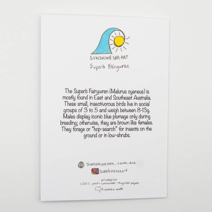 Sunshine Sea Art - Wholesale Birthday card - Superb Fairywren Greeting Card Australian Bird Birthday Card1