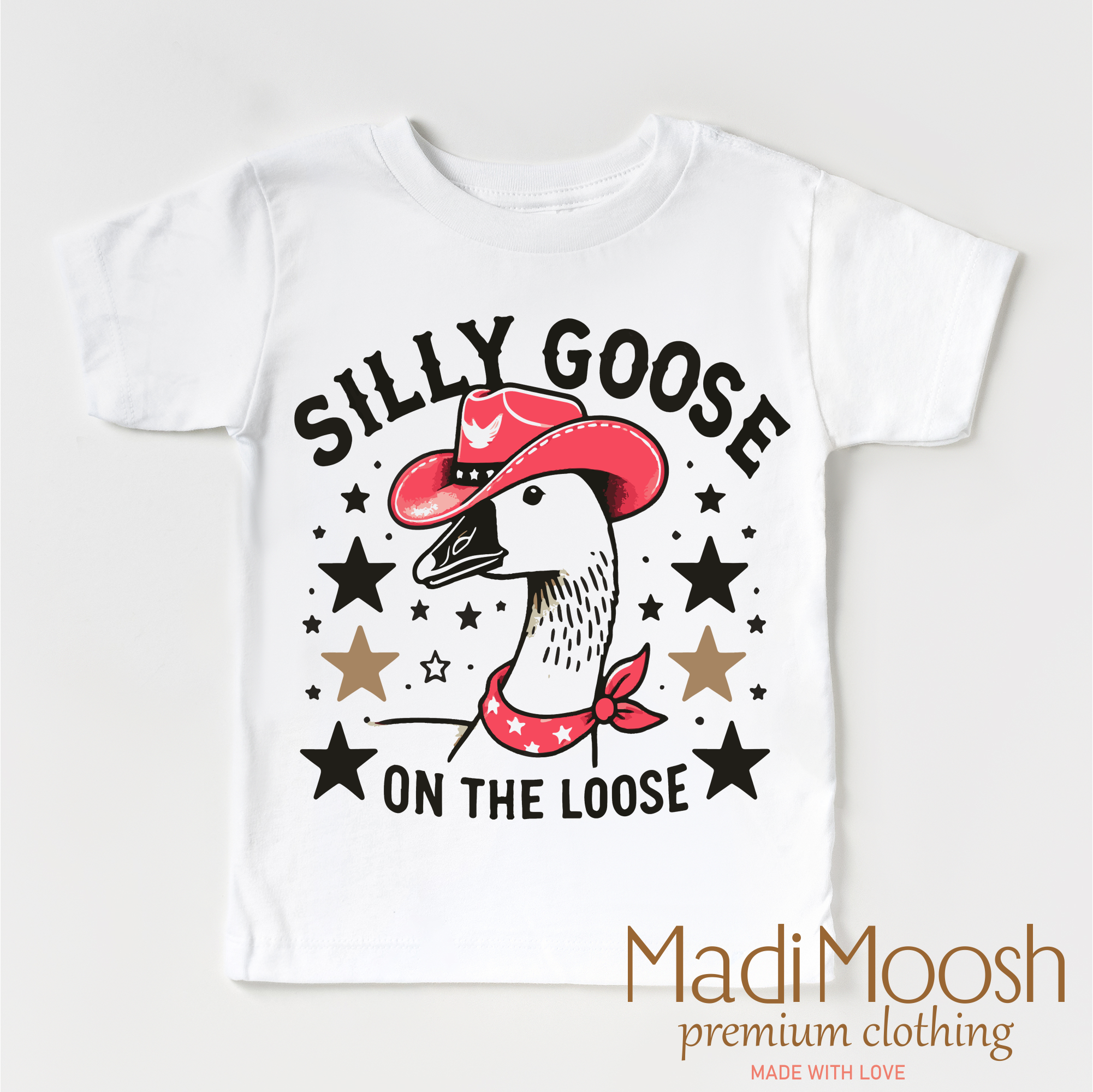 Madi Moosh - Vente T-shirt sérigraphié – enfant - Chemise Silly Goose On The Loose - Joli t-shirt western6