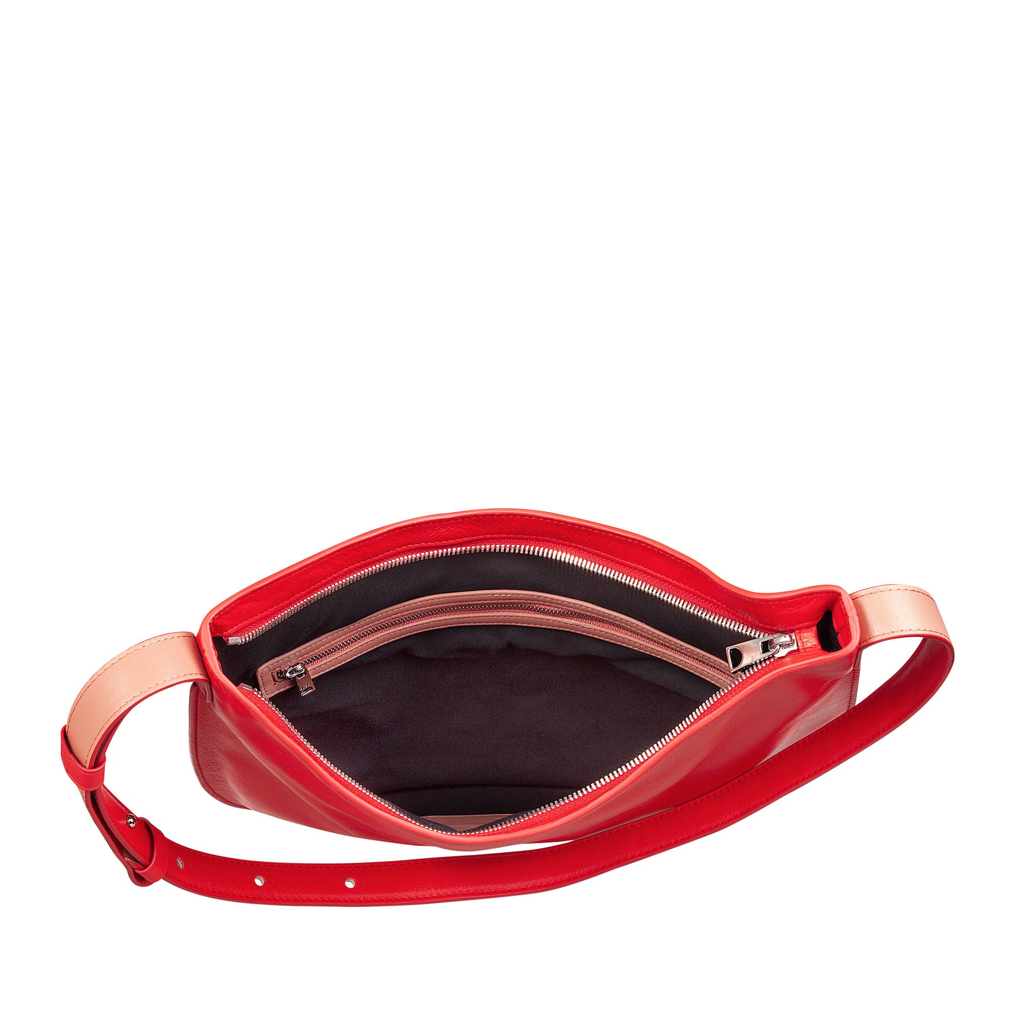 dudu - Wholesale Shoulder Bag - Women's - Dudu Women'S Leather Hobo Bag Zipped Red Flame3