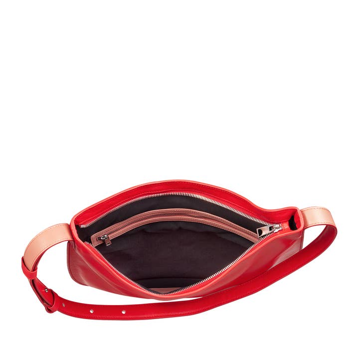 dudu - Wholesale Shoulder Bag - Women's - Dudu Women'S Leather Hobo Bag Zipped Red Flame3