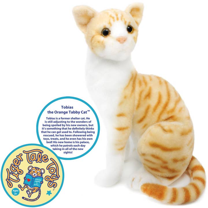 VIAHART Toy Co. - Vente Peluche – enfant et bébé - Tobias le chat tigré orange | Peluche 13 pouces1