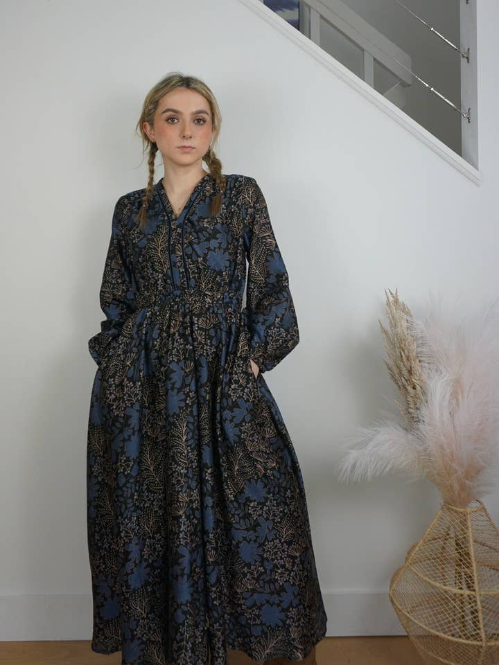 Aria Maxi Dress - Blue Flower for wholesale by NIBI MTK