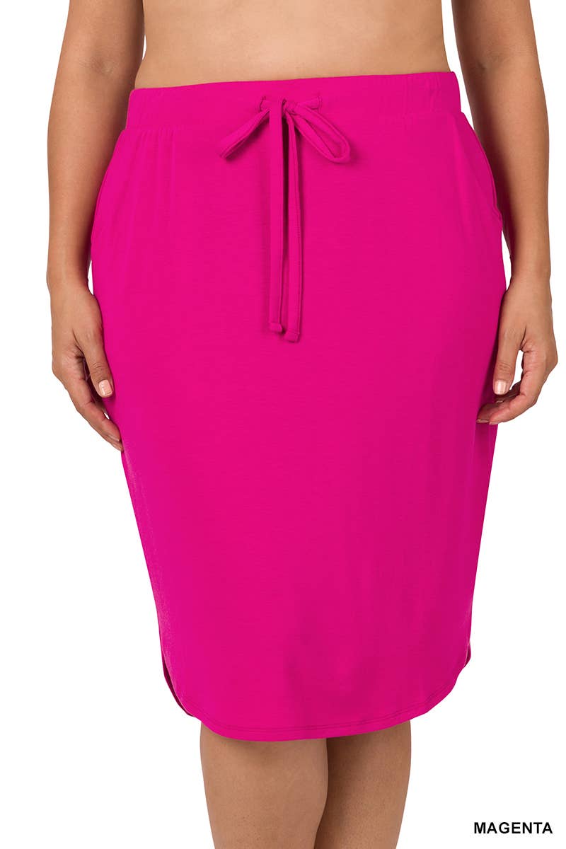 42POPS - Wholesale Skirt - Women's - `.PLUS SIZE ELASTIC WAIST TULIP HEM SKIRT2