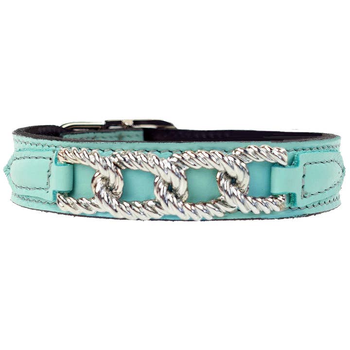 Collar para perro Mayfair en turquesa y níquel para venta al por mayor de Hartman & Rose